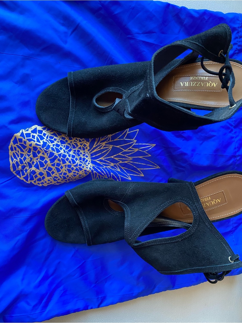 Aquazzura Sexy Thing Black Suede Cutout Peep-Toe Lace-Up Stiletto Heels 8.5 38.5 - Picture 3 of 11